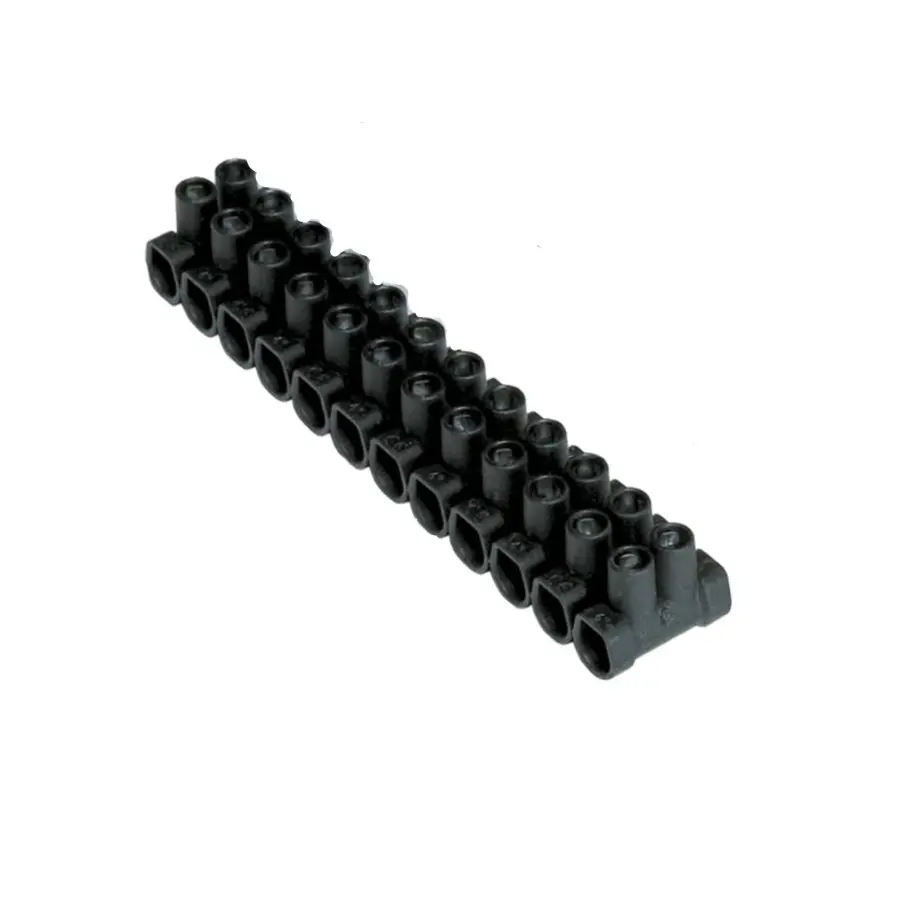 Bornera plástica negra tipo regleta para cable 10-8 AWG (20 amperios)