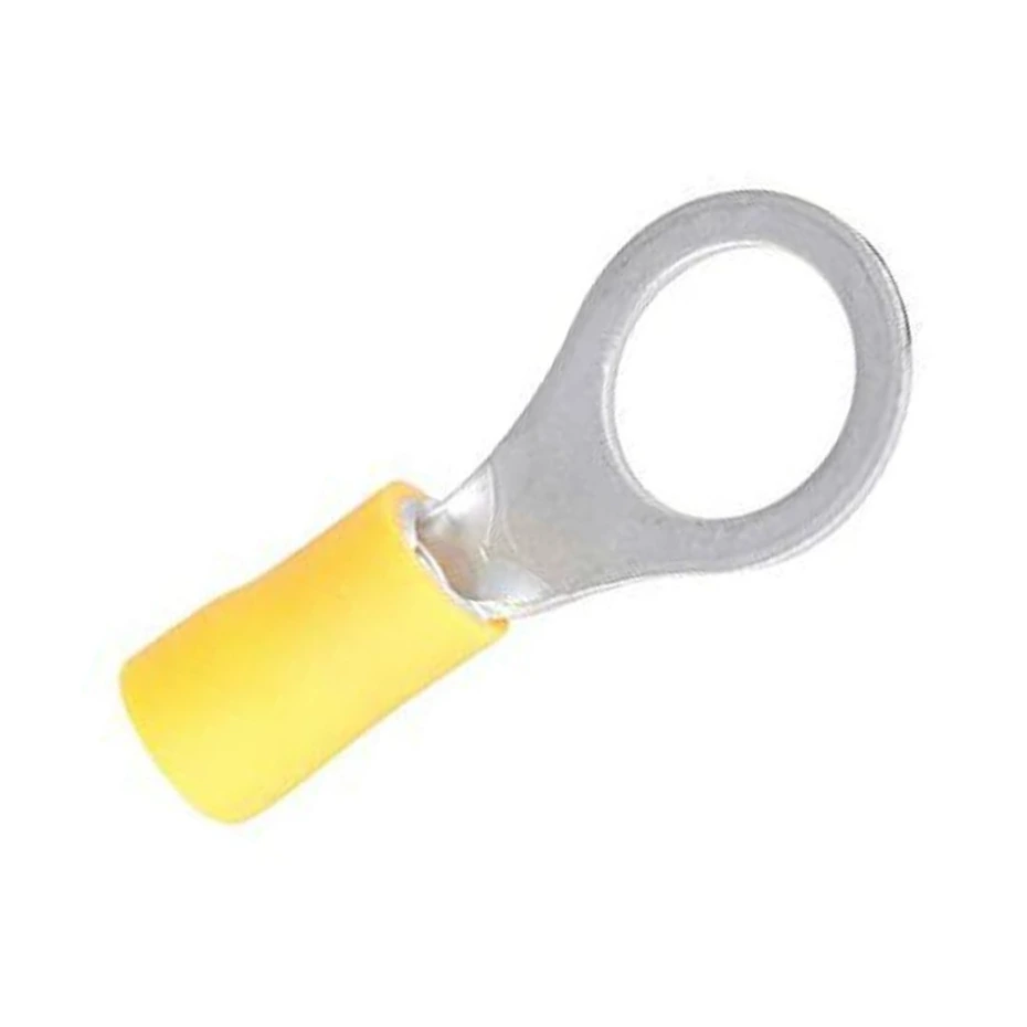 [0104-02] Terminal amarilla de argolla 1/4" para cable 12-10 AWG